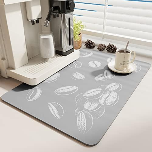  -Coffee Mat-Coffee Bar Accessories-Absorbent Stain Resistant Drying Mat Fit Under Coffee Maker Machine Coffee Pot Tray Espresso Machine-Coffee Station Accessories And Decor-12”x19”