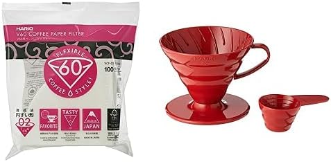 Hario V60 Paper Coffee Filters Single Use Pour Over Cone Filters Size 02 White, 100 Count, 2-pack