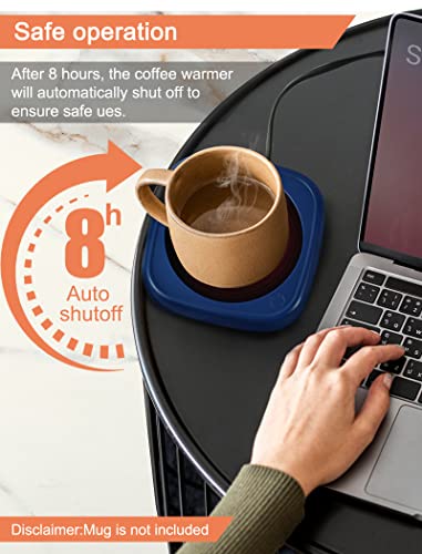  Offee Mug Warmer - Candle Warmer Plate, Coffee Warmer For Desk With 2 Temperature Settings, Electric Coffee Cup Warmer, Auto Shut Off Tea Warmer, Beverage Warmer,Mug Heater Blue