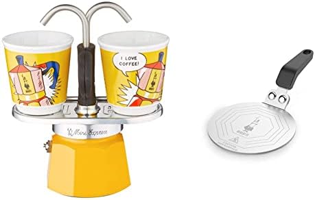  Bialetti - Mini Express Magritte: Moka Set Includes Coffee Maker 2-Cup (2.8 Oz), Red, Aluminium