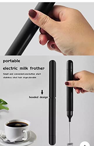 GENERIC Milk Frother Handheld Foam Maker For Lattes - Whisk Drink Mixer For Coffee, Mini Foamer For Cappuccino, Frappe, Matcha, Hot Chocolate By Milk Boss (Black)