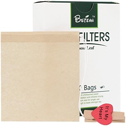  Tea Filter Bags Disposable Tea Infuser Drawstring Loose Leaf Tea With 100% Natural Unbleached Paper And Free Clip (100 PCS)