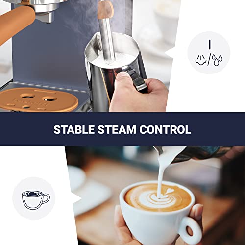  Espresso Machine 20 Bar Espresso Maker CMEP01 With Milk Frother Steamer, Home Expresso Coffee Machine For Cappuccino And Latte (Navy Blue, Stainless Steel) Gift For Coffee Lovers, Father