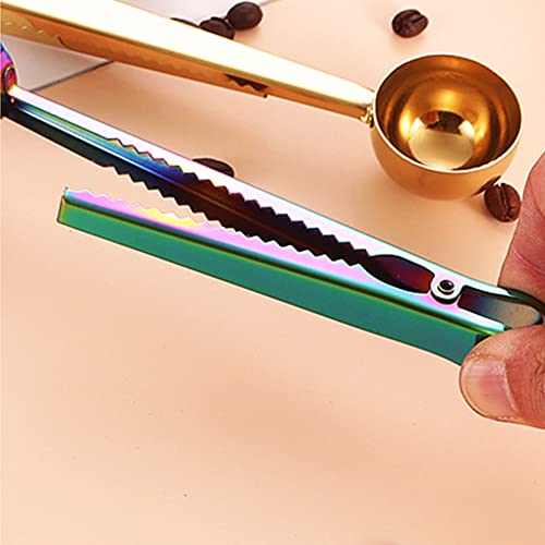  Stainless Steel Coffee Measure Scoop For Ground Set Of 5, Measuring Spoon Beans Small With Bag Clip Milk Powder Fruit Sugar Or Tea, Mixed Color, 6.8*1.4 Inch
