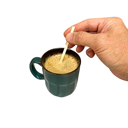  Bamboo Coffee Stir Sticks, 5.5 Inches, Square End, Stronger And Thicker Than Standard Wood, 100% Renewable And Biodegradable - 1 Box Of 1000 Stirrers