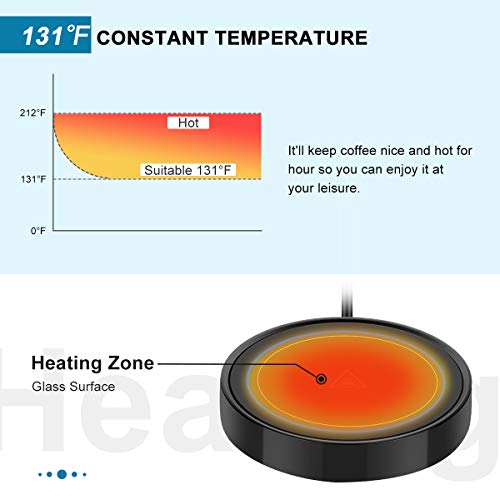  Coffee Mug Warmer, Electric Beverage Warmers For Office Home Desk Use, Smart Cup Warmer Thermostat Coaster For Hot Coffee Tea Espresso Milk Candle Wax With Gravity Switch Auto On/Off 135F