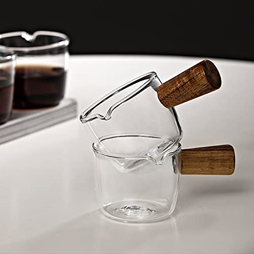  2 Pieces Double Spout Espresso Shot Glass, Coffee One Spouts Glass Espresso Measuring Glass, Glass Replacement Carafe With Handle For Milk Coffee Espresso Maker (Size : 100ml)