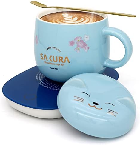  Coffee Warmer With Mug - Cute Coffee Cups Cat Mug Cup Warmer Mug Warmer For Desk Coffee Cup For Women Smart Coffee Mug Warmer Coffee Mug Warmer Is The Gift With Gift Box Pink