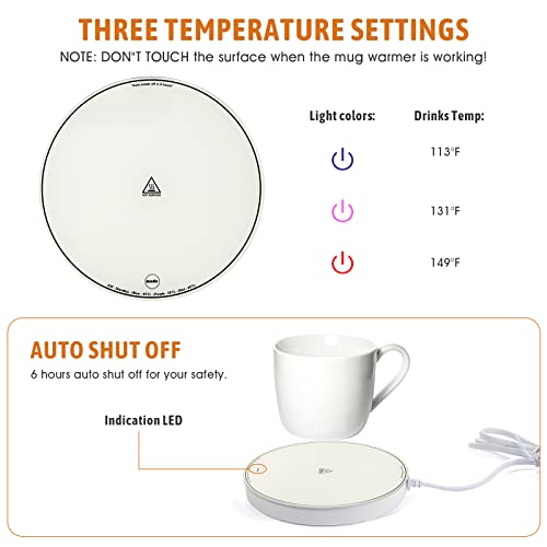  Coffee Mug Warmer, Electric Coffee Warmer For Desk With 6 Hours Auto Shut Off, Smart Candle Warmer 3 Temp Settings(113°F/131°F/149°F)