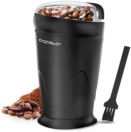  Coffee Grinder Electric, 160W Detachable Coffee Bean And Spice Grinders, Stainless Steel Blade & Removable Bowl, Easy Cleaning, 2.6 OZ, Black
