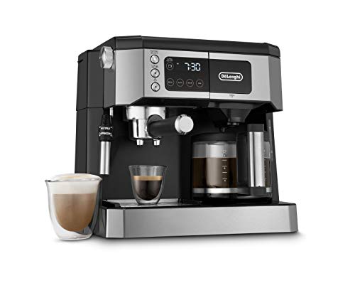 De'Longhi All-in-One Combination Coffee Maker & Espresso Machine + Advanced Adjustable Milk Frother For Cappuccino & Latte + Glass Coffee Pot 10-Cup, COM532M