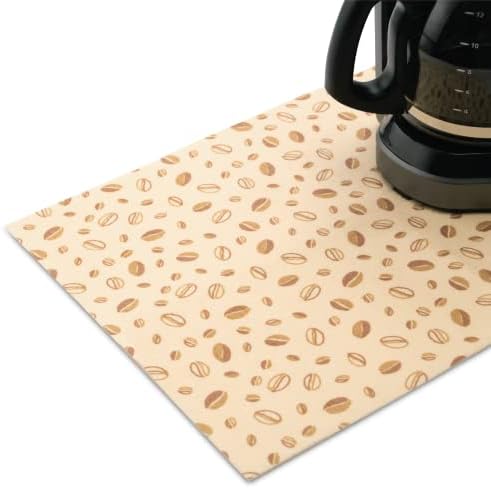  Offee Mat, Absorbent Coffee Bar Mat For Coffee Maker And Espresso Machine, Coffee Maker Mat For Countertops, Coffee Beans Print, 14 In. X 20 In, 1 Pack