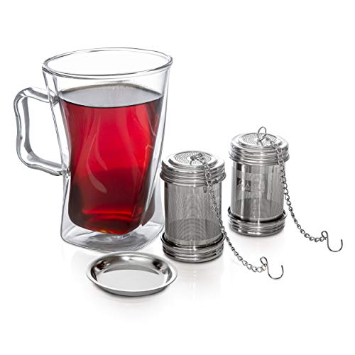  Ea Ball Infuser For Loose Tea 2 PACK Stainless Steel Filters Trainer With Double Screw Threaded Connection For Easy Cleaning Extra Fine Mesh Tea Ball Infuser Brew Tea, Spices & Seasonings