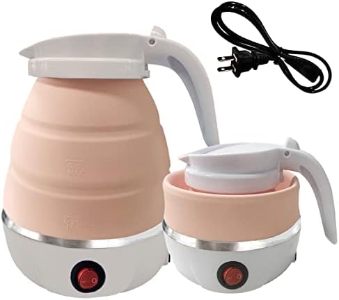  Foldable Portable Electric Kettle With Food Grade Silicone, 9 Mins Fast Water Boiling Tea Pot Coffee Pot For Camping Or Travel, Collapsible Kettle With Separable Power Cord 110V US Plug 600ML Blue