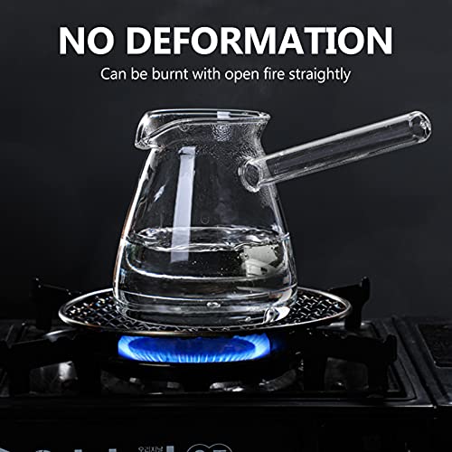  Turkish Coffee Pot Borosilicate Glass, Stovetop Tea Maker, Tearoom Side Handle Glass Teapot Kettle, Healthy And Extremely Heat Resistant Milk Warmer, Hot Chocolate Maker, Butter Melting Pot