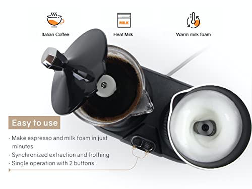  Espresso Machine,Portable Espresso Coffee Maker And Cappuccino Latte Machine With Milk Frother,Espresso Maker With Steamer,2 In 1 Moka Pot For Home,Office And Travel,2-3 Cups,Aluminum