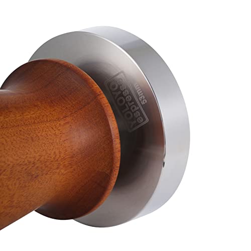  YOLOYO 53mm Espresso Tamper, Consistent Pressure Calibrated Coffee Tamper For Espresso Machine 54mm, Spring Loaded Tamper With Flat Stainless Steel Base (Precious Wood Handle)