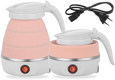  Foldable Portable Kettle | Travel Kettle - Upgraded Food Grade Silicone, 5 Mins Heater To Quickly Foldable Electric Kettle, White 600ML 110V US Plug