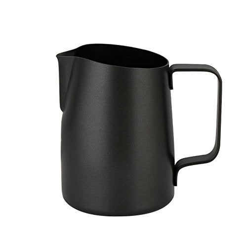  Pull Flower Cup Cylinder Coffee Foam Mugs 450ml Stainless Steel Non-Stick Coating Coffee Mugs Pitcher Milk Frothing Lattes Cup (Black)