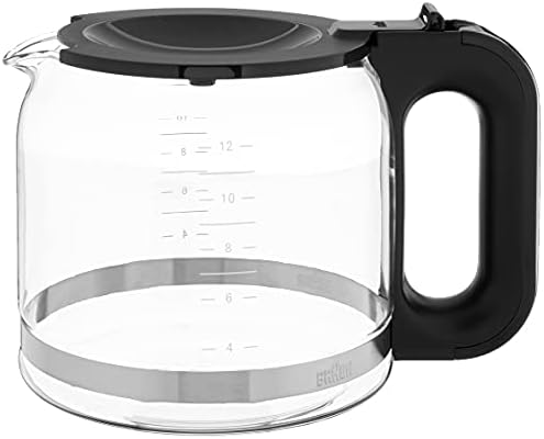  Braun Replacement Carafe Coffee Maker, 12-cup, Glass & Gold Tone Permanent Coffee Filter, Reusable #4 Cone Shaped, No Paper Filter Needed, Fits Coffee Makers Series 7 & Series 9, BRSC002,Black