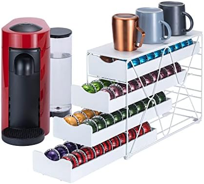  Ship For Nespresso Pod Holder Drawer Large Mullti Tier Coffee Pod Holder Vertuo (3 Tier (60Pods))