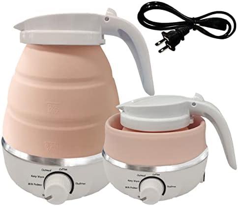  Foldable Portable Electric Kettle With Food Grade Silicone, 9 Mins Fast Water Boiling Tea Pot Coffee Pot For Camping Or Travel, Collapsible Kettle With Separable Power Cord 110V US Plug 600ML Blue