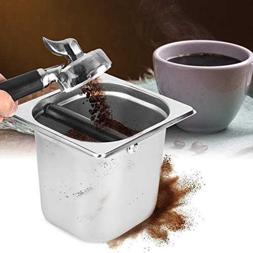  Coffee Knock Box, Stainless Steel Durable Knock Box With Knock Bar, Professional Household Coffee Machine Accessory, Large Capacity Coffee Grind Knock Box