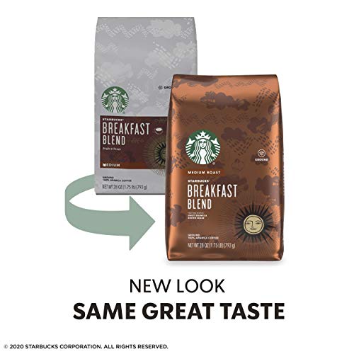 Starbucks Medium Roast Ground Coffee — Breakfast Blend — 100% Arabica — 1 Bag (28 Oz.)