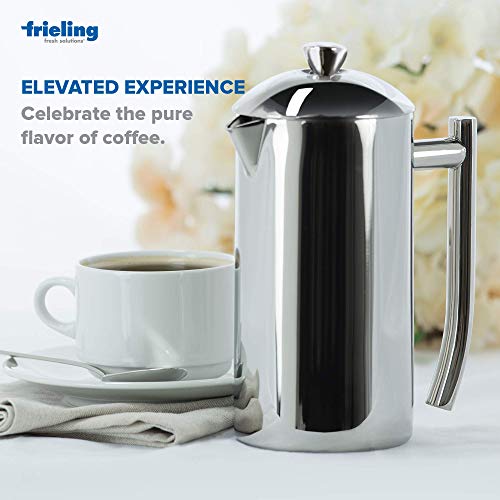  Double-Walled Stainless-Steel French Press Coffee Maker In Frustration Free Packaging, Polished, 17 Ounces