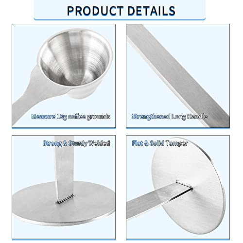  Spresso Scoop With Tamper 51mm - CAFEMASY Stainless Steel 10g Coffee Grounds Measure Scoop Spoon With Flat Bottom Espresso Portafilter Tamper