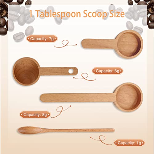  Wooden Coffee Scoop Wooden Measuring Spoon Set Of 5 For Ground Coffee Coffee Beans Sugar Scrubs Protein Powder Spices Tea