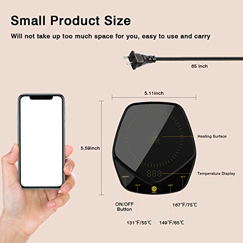  Mug Warmer Coffee Warmer For Desk Heater Accessories 131℉/149℉/167℉ Adjustable Temperature 25W 4h Auto Shut Off-Setting Cup Warmer For Coffee, Beverage, Milk, Tea, Water (Mug Not Included)