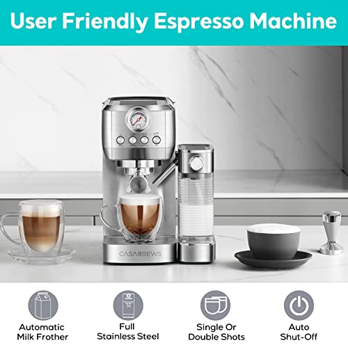  Espresso Machine 20 Bar, Compact Cappuccino Machine With Automatic Milk Frother, Stainless Steel Espresso Maker With 49 Oz Removable Water Tank For Cappuccino Or Latte, Gift For Coffee Lover