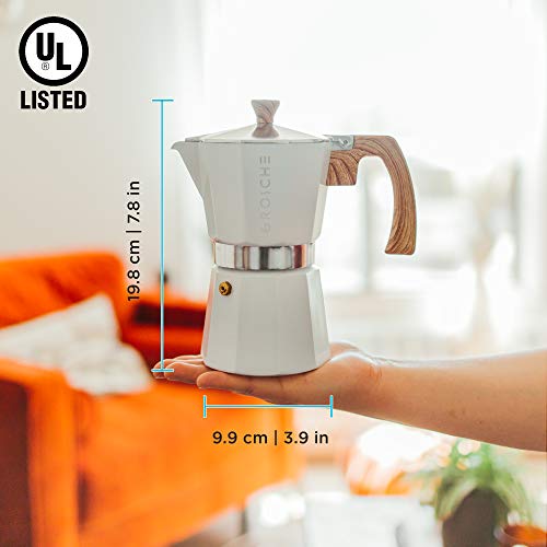  Milano Stovetop Espresso Maker Moka Pot 6 Espresso Cup - 9.3 Oz, White - Cuban Coffee Maker Stove Top Coffee Maker Moka Italian Espresso Greca Coffee Maker Brewer Percolator