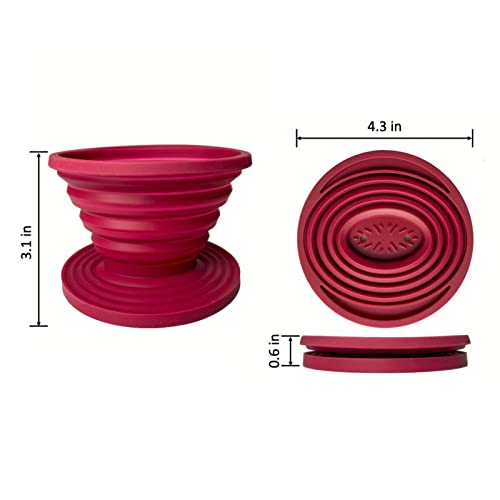  Collapsible Pour Over Coffee Dripper For Camp Coffee, Reusable Silicone Coffee Filter Holder For Camping Red