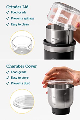  Coffee Espresso Grinder Electric, Food Grade Stainless Steel Blades, 12 Cups, Black