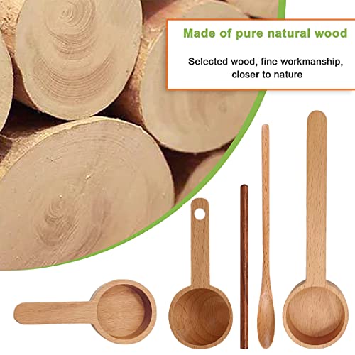  Wooden Coffee Scoop Wooden Measuring Spoon Set Of 5 For Ground Coffee Coffee Beans Sugar Scrubs Protein Powder Spices Tea