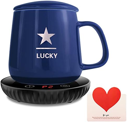  Coffee Mug Warmer For Desk Large Candle Jar Warming Plate Auto Shut Off Desktop Electric Heated Coaster For Tea Cup Teapot Chemex Pot Calentador De Tazas Para Velas Aromaticas Electrico, Black