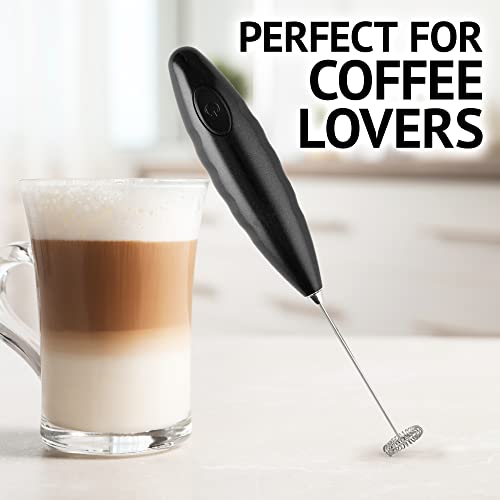 Frother For Coffee - Comfort Grip Matcha Whisk - Electric Matcha Mixer And Mixer Electric Handheld - Coffee Frother Handheld - Electric Drink Mixer (Black)