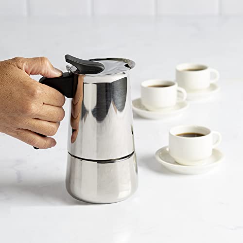  Stainless Steel Stovetop Espresso Coffee Maker, 4-Cup, 3.5"D X 5"W X 7"H