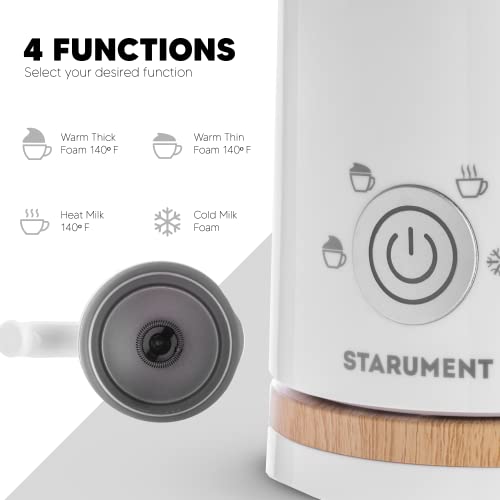  Tarument Electric Milk Frother - Automatic Milk Foamer & Heater For Coffee, Latte, Cappuccino, Other Creamy Drinks - 4 Settings For Cold Foam, Airy Milk Foam, Dense Foam & Warm Milk - Easy To Use