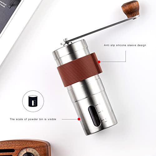 Manual Coffee Grinder, Hand Coffee Grinder, Bean Grinder, Portable Mini Coffee Grinder With Adjustable Settings, Suitable Use For Home, Office And Travel. Stainless Steel.