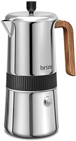  6 Cup Moka Maker With Wood Pattern Handle