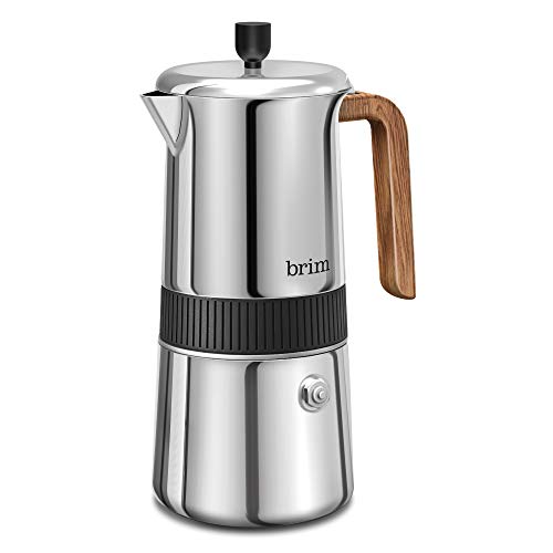  6 Cup Moka Maker With Wood Pattern Handle