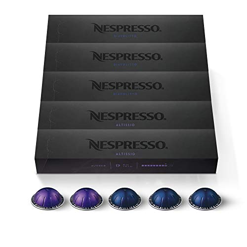 Breville Nespresso Vertuo Coffee And Espresso Machine, Matte Black & Capsules VertuoLine, Espresso Variety Pack, Medium And Dark Roast Espresso Coffee, 50 Count Coffee Pods, Brews 1.35 Ounce