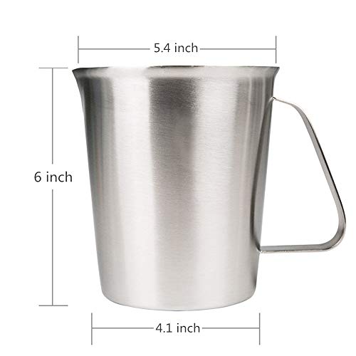  Measuring Cup, Stainless Steel Measuring Cup (48 Ounce, 1.5 Liter-6 Cup), Heavy- Duty Frothing Pitcher, Milk Frothing Pitcher Milk Frother Cup With Marking With Handle For Espresso Machines, Latte Art