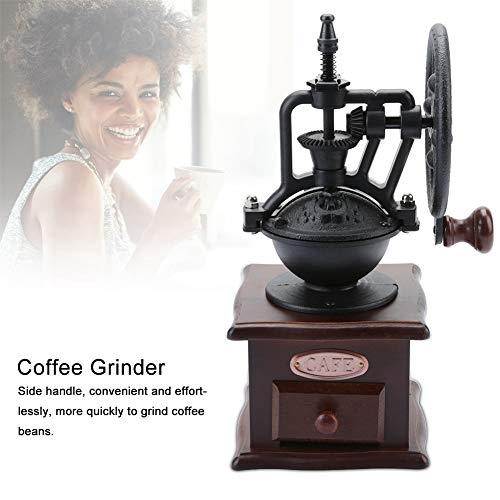  Manual Coffee Grinder, Vintage Style Portable Hand Crank Grain Mill Wooden Coffee Grinder Manual Travel Coffee Bean Grinders, With Beans Bowl Design, Side Handle, Thickness Adjustable