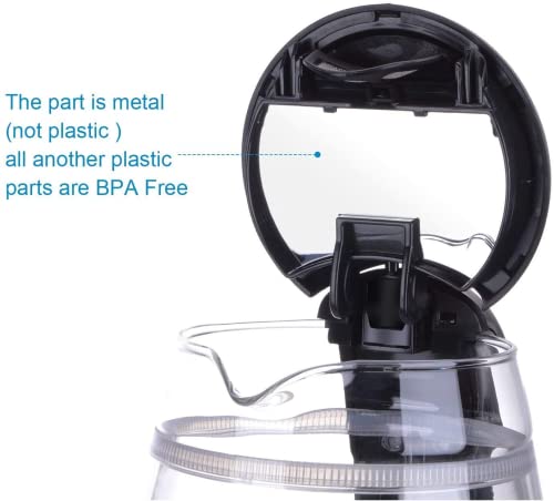  Glass Electric Kettle, Tea Kettle Water Boiler With Boil-Dry Protection, LED Indicator, Double Wall Temperature Control, 1500W Wide Opening, BPA Free