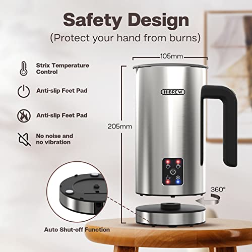  IBREW Milk Frother, Electric Milk Steamer Stainless Steel, 10.1oz/5.1oz Automatic Milk Warmer, Cold/Hot Milk Foamer Maker For Latte, Cappuccino, Hot Chocolate, Milk Heater, 4 Temperature Range