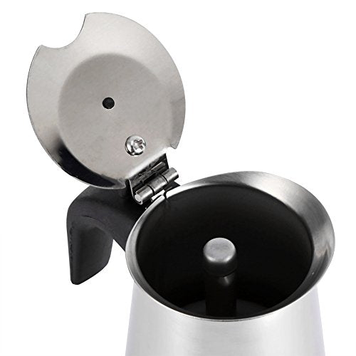  Stovetop Espresso Maker, 100ml/200ml/300ml/450ml Stainless Steel Moka Pot Cup Coffee Maker Stove Home Office Use (100ml)